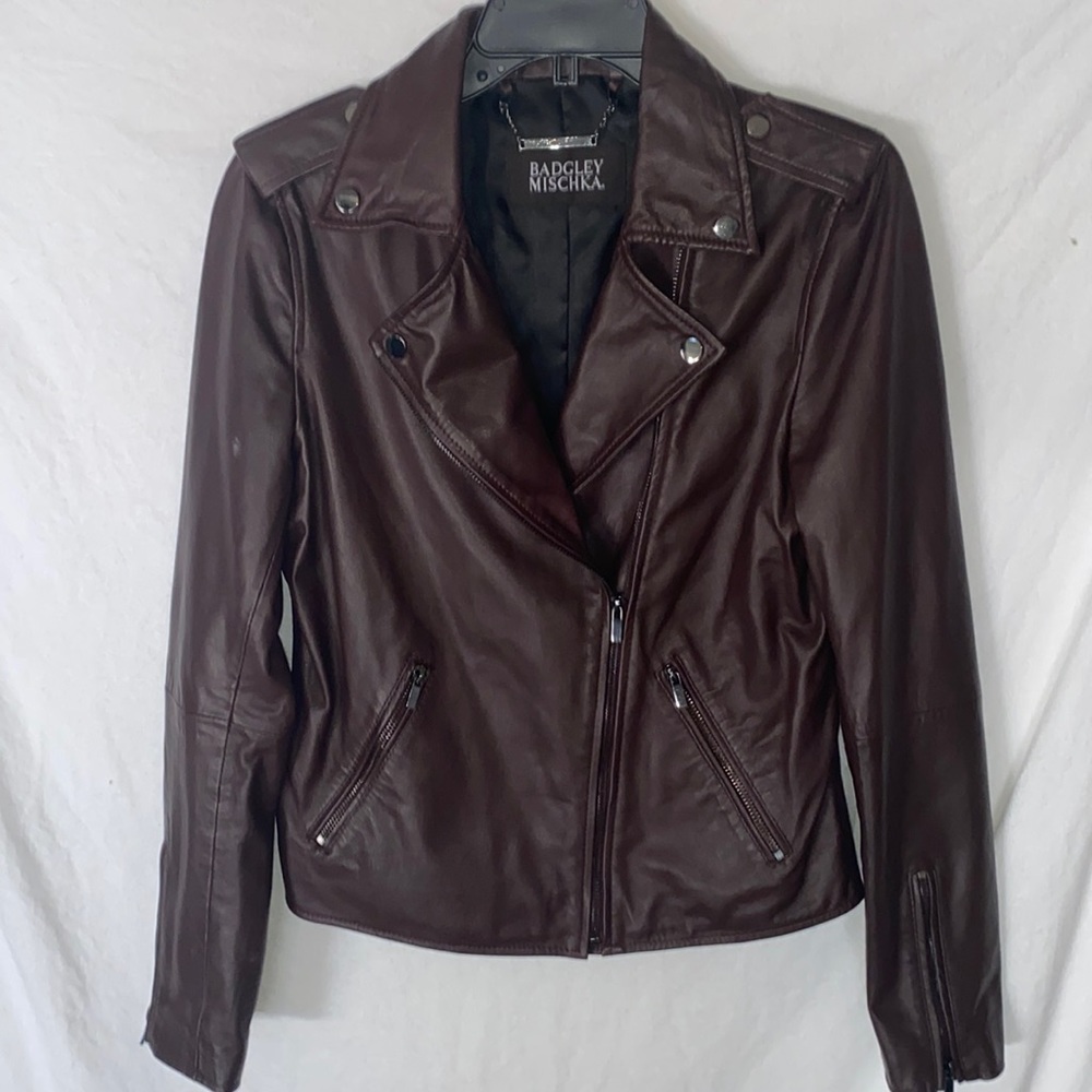 Badgley Mischka Brown Leather Jacket